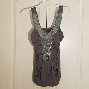Grey Top with Sequin Detail